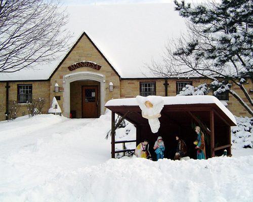 Manresa House in snow